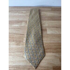 Vintage Pierre Pacha Silk Tie Yellow Dog Print Novelty Animal Made in Italy
